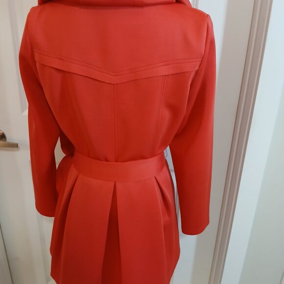 Akira Chicago Black Label Hooded Wrap Coat Jacket Women's Size M Red Belted - Picture 8 of 11